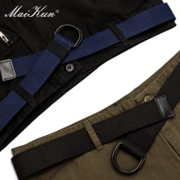 Maikun 2PCS Men Belt Double Ring Buckle Waistband Casual Canvas Belts Belt For Men