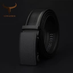 COWATHER Men's Belt Automatic Ratchet Buckle with Cow Genuine Leather Belts for Men luxury brand male strap 110-130cm length