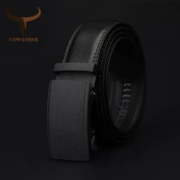 COWATHER Men's Belt Automatic Ratchet Buckle with Cow Genuine Leather Belts for Men luxury brand male strap 110-130cm length