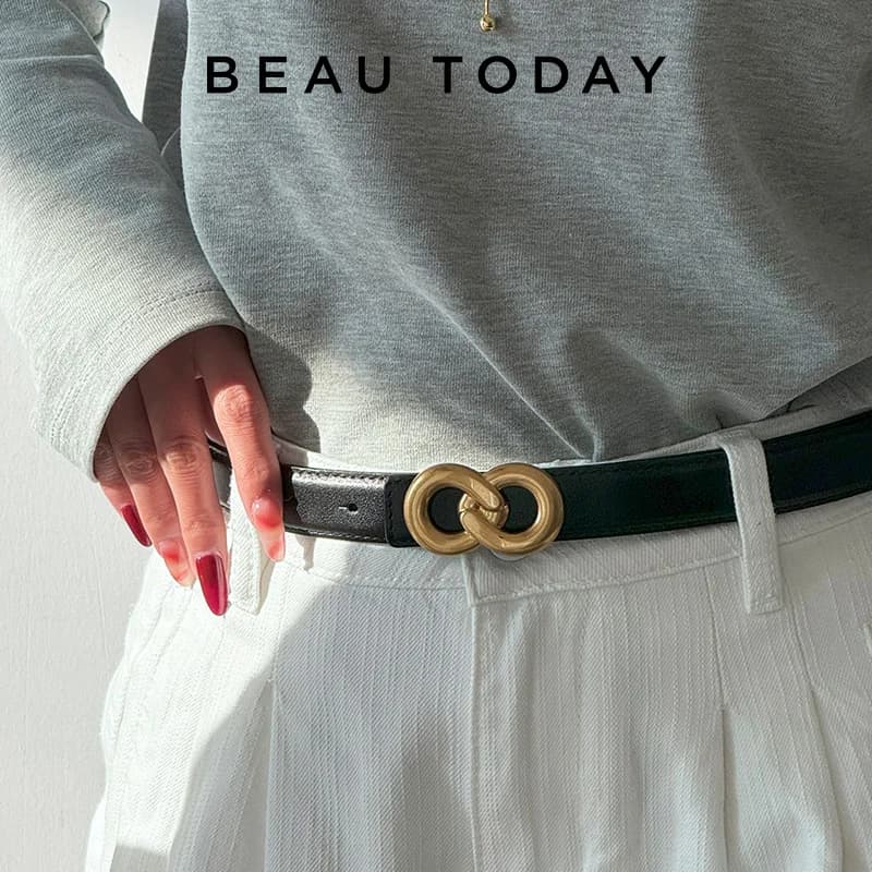 BEAUTODAY Luxury Belts Women Genuine Leather Golden Buckle Solid Color Ladies Cowhide Waistband Accessories Handmade 91111