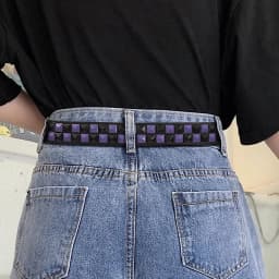 Purple Rivet Punk Women's Belt Hip Hop Y2k Jeans Accessories Girdle Fashion Trend Pu Leather Pin Buckle Waistband Unisex