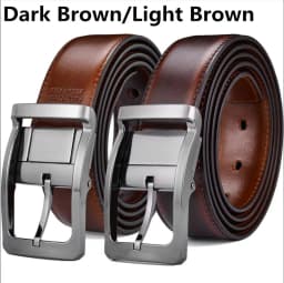 1Pcs Men's Reversible Classic Dress Belt Leather Rotating Buckle Two In One