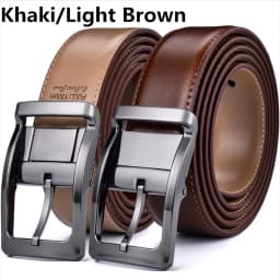 1Pcs Men's Reversible Classic Dress Belt Leather Rotating Buckle Two In One