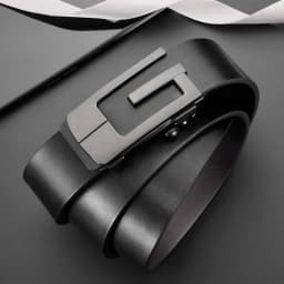 Fashionable and Simple Men's G-Shaped Metal Automatic Buckle Belt High Quality Men's Business Belt Suitable for Formal Occasions