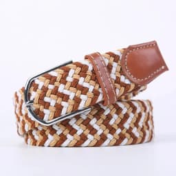 107/120/130cm Unisex Elastic Fabric Woven Casual Belt Pin Buckle Expandable Braided Stretch Canvas Leisure Belts for Men Women