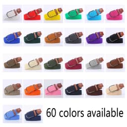 107/120/130cm Unisex Elastic Fabric Woven Casual Belt Pin Buckle Expandable Braided Stretch Canvas Leisure Belts for Men Women