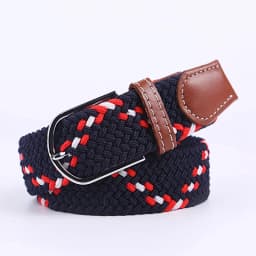 107/120/130cm Unisex Elastic Fabric Woven Casual Belt Pin Buckle Expandable Braided Stretch Canvas Leisure Belts for Men Women