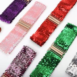 Sequin Elastic Glitter Belt Women's Corset Wide Waist Belt Metal Buckle Waistband Decorative Corset Strap Party Dress Accessorie
