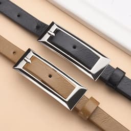 1.4x106cm Trendy PU Leather Belt Silver Metal Buckle Casual Pin Buckle Waistband Rectangular Waist Strap Women