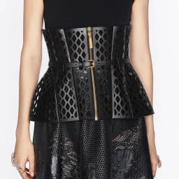 Skeleton Mesh Bodice Waist Seal, Leather Curved Women's Shape, Wide Belt Decoration, Large Waist Seal