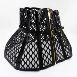 Skeleton Mesh Bodice Waist Seal, Leather Curved Women's Shape, Wide Belt Decoration, Large Waist Seal
