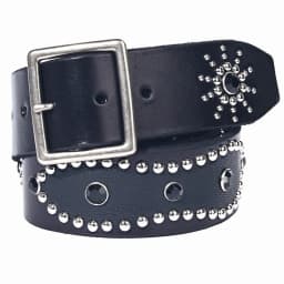 Men's Fashion 4.5cm Wide Genuine Leather Belt First Layer Cowhide Imitation Turquoise Inlay Rivet Punk Belt For Jeans
