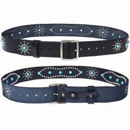 Men's Fashion 4.5cm Wide Genuine Leather Belt First Layer Cowhide Imitation Turquoise Inlay Rivet Punk Belt For Jeans