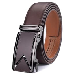 Plyesxale Men Belt 2026 Cowhide Genuine Leather Belts For Men Luxury Automatic Buckle Belts Brown Black Cinturones Hombre B55