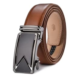 Plyesxale Men Belt 2026 Cowhide Genuine Leather Belts For Men Luxury Automatic Buckle Belts Brown Black Cinturones Hombre B55