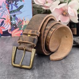 Retro 4.3CM Pin Belt Buckle Luxury Thick Belts Men Leather Vintage Yellow Belt Men Wide Jeans Ceinture Black Waist Belt MBT0019