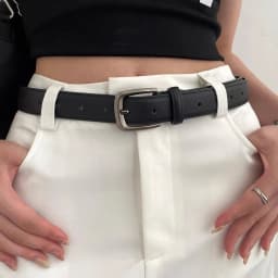 2.8x108cm PU Leather Belt for Women Vintage Summer Silver Buckle Belt Korean Female Jeans Coat Dress Waistband Mens Waist Belt