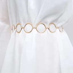 Fashion Womens Full Circle Metal Wide Chain Belt Waist Dress Adjusted Waistband