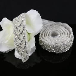 JLZXSY 1 Yard Crystal Rhinestone Trim, Applique, Bridal Applique, DIY Wedding Iron on Hot Fix Crystal Applique