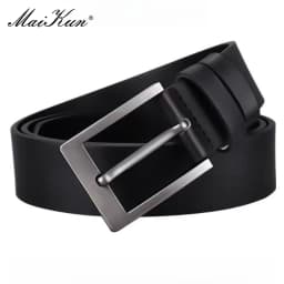 MaiKun Men's Genuine Leather Belt Classic Black Fashion Waistband Alloy Pin Buckle Belt For Casual And Formal Wear