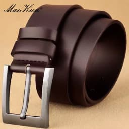 MaiKun Men's Genuine Leather Belt Classic Black Fashion Waistband Alloy Pin Buckle Belt For Casual And Formal Wear