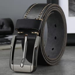 Belt men's genuine leather pin buckle men's leather belt business middle-aged first layer real cowhide youth handmade belt