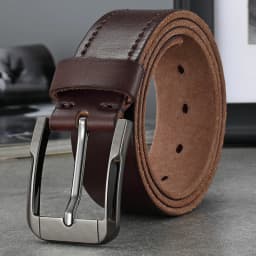 Belt men's genuine leather pin buckle men's leather belt business middle-aged first layer real cowhide youth handmade belt
