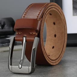 Belt men's genuine leather pin buckle men's leather belt business middle-aged first layer real cowhide youth handmade belt