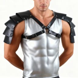 Men Medieval PU Leather Shoulder Armor Belt Halloween Cosplay Knight Body Chest Harness Adjustable Viking Shoulder Belt
