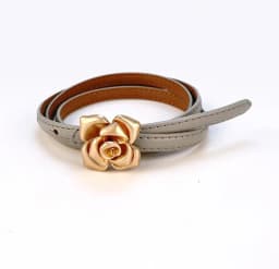 1.0cm New Unique Rose Genuine Leather Gold Belt Women Fashion Cowskin Flower Thin Belts Female Jeans Dress Waistband