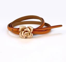 1.0cm New Unique Rose Genuine Leather Gold Belt Women Fashion Cowskin Flower Thin Belts Female Jeans Dress Waistband