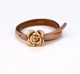 1.0cm New Unique Rose Genuine Leather Gold Belt Women Fashion Cowskin Flower Thin Belts Female Jeans Dress Waistband