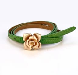 1.0cm New Unique Rose Genuine Leather Gold Belt Women Fashion Cowskin Flower Thin Belts Female Jeans Dress Waistband