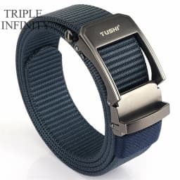 Fashion Metal Automatic Buckle Webbing Belts For Men Thick Tough Canvas Tactical Belt Outdoor 3.4cm Jeans Pants Waistband Hiking