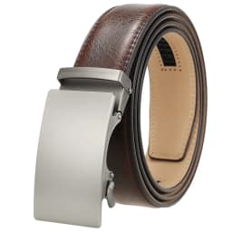 Plyesxale Brown Leather Belt Men 2026 Automatic Buckle Mens Belt For Jeans Vintage Style Mens Belts Luxury Ceinture Homme B9