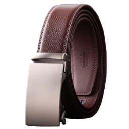 Plyesxale Brown Leather Belt Men 2026 Automatic Buckle Mens Belt For Jeans Vintage Style Mens Belts Luxury Ceinture Homme B9