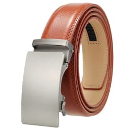 Plyesxale Brown Leather Belt Men 2026 Automatic Buckle Mens Belt For Jeans Vintage Style Mens Belts Luxury Ceinture Homme B9