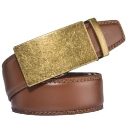 Plyesxale Brown Leather Belt Men 2026 Automatic Buckle Mens Belt For Jeans Vintage Style Mens Belts Luxury Ceinture Homme B9