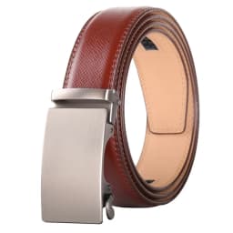 Plyesxale Brown Leather Belt Men 2026 Automatic Buckle Mens Belt For Jeans Vintage Style Mens Belts Luxury Ceinture Homme B9