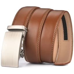 Plyesxale Brown Leather Belt Men 2026 Automatic Buckle Mens Belt For Jeans Vintage Style Mens Belts Luxury Ceinture Homme B9