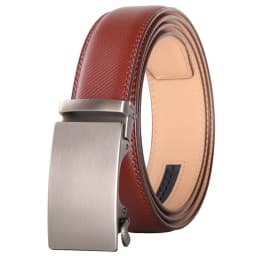 Plyesxale Brown Leather Belt Men 2026 Automatic Buckle Mens Belt For Jeans Vintage Style Mens Belts Luxury Ceinture Homme B9