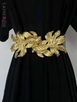 LANMREM Design Retro Goldfish Women PU Metal Buckle Belts Adjustable All-match Fashion Tide High Street 2025 New Arrival 2YA108