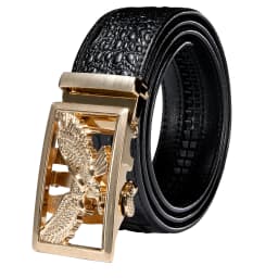 Hi-Tie Crocodile Designer Luxury Genuine Leather Belts for Men Casual Jeans Belt Strap Gold Automatic Buckle Black Belt PD-2036