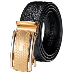 Hi-Tie Crocodile Designer Luxury Genuine Leather Belts for Men Casual Jeans Belt Strap Gold Automatic Buckle Black Belt PD-2036