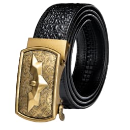 Hi-Tie Crocodile Designer Luxury Genuine Leather Belts for Men Casual Jeans Belt Strap Gold Automatic Buckle Black Belt PD-2036