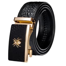 Hi-Tie Crocodile Designer Luxury Genuine Leather Belts for Men Casual Jeans Belt Strap Gold Automatic Buckle Black Belt PD-2036