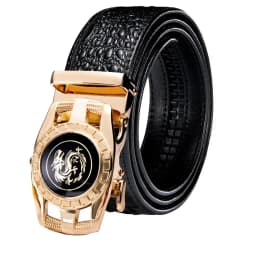 Hi-Tie Crocodile Designer Luxury Genuine Leather Belts for Men Casual Jeans Belt Strap Gold Automatic Buckle Black Belt PD-2036