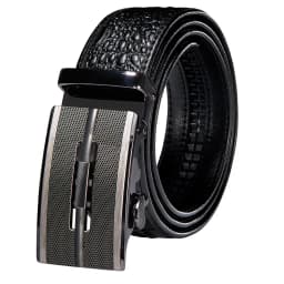 Hi-Tie Crocodile Designer Luxury Genuine Leather Belts for Men Casual Jeans Belt Strap Gold Automatic Buckle Black Belt PD-2036