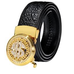 Hi-Tie Crocodile Designer Luxury Genuine Leather Belts for Men Casual Jeans Belt Strap Gold Automatic Buckle Black Belt PD-2036