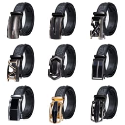 Hi-Tie Crocodile Designer Luxury Genuine Leather Belts for Men Casual Jeans Belt Strap Gold Automatic Buckle Black Belt PD-2036
